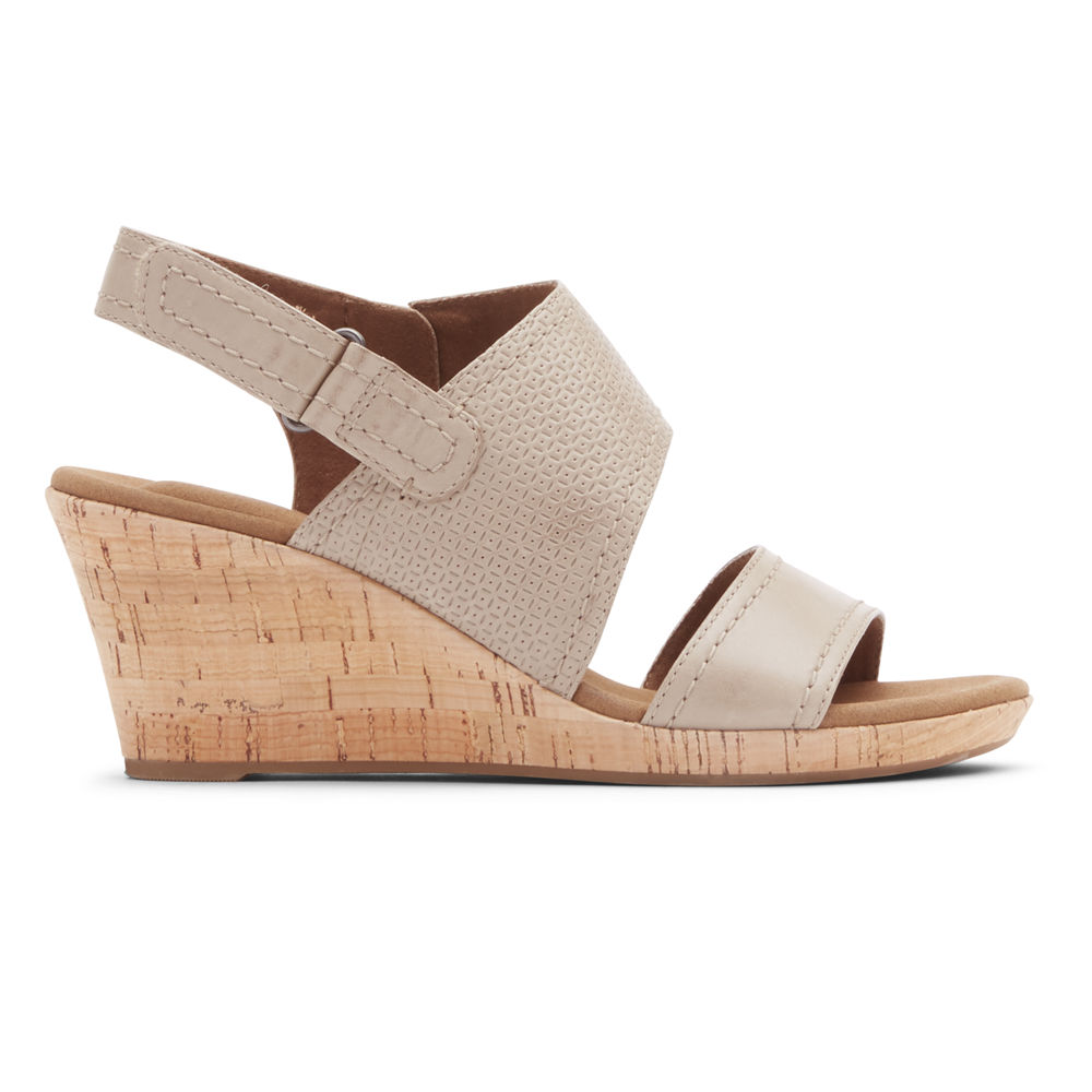 Rockport Sandals For Womens Beige - Briah Asymmetrical 2-Piece - FD6085139